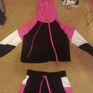 Womens shorts and cropped sweatshirt